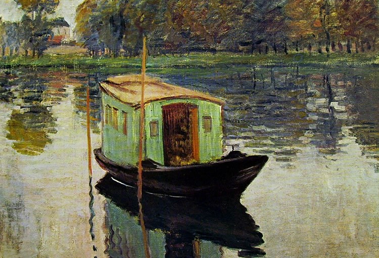 Claude Monet: Lungo la Senna – Il battello studio di Monet, cm 50 x 64, Otterlo Rijksmuseum Kröller-Müller.